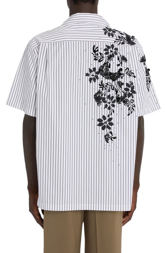 Shop Dolce & Gabbana Dolce&gabbana Floral Stripe Embellished Camp Shirt In Variante Abbinata
