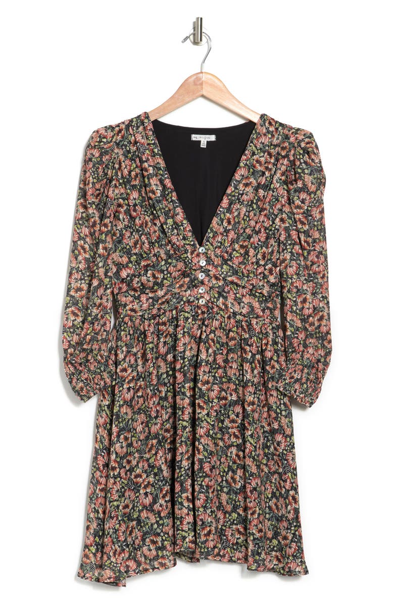 Maisie Button Front Printed Long Sleeve Mini Dress | Nordstromrack