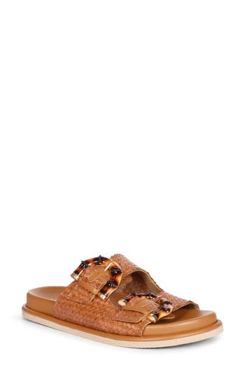 Saint G Venice Woven Slide Sandal In Cuoio
