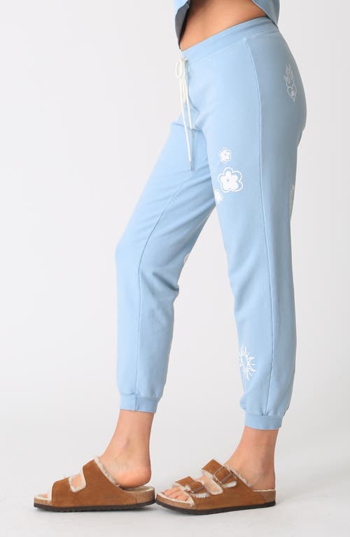 Shop Electric & Rose Sunny Doodle Cotton Blend Joggers In Sky Blue