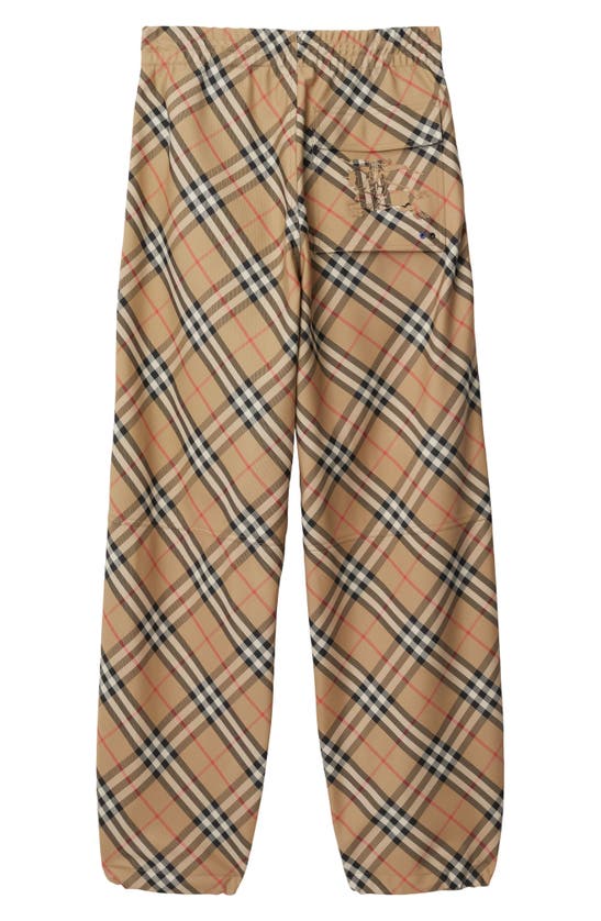 Shop Burberry Check Twill Drawstring Pants In Sand Check