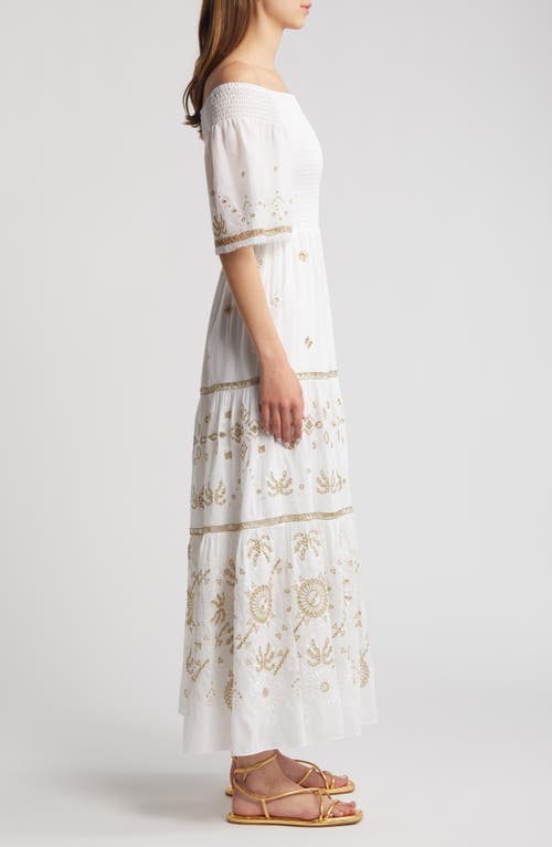 Shop Kobi Halperin Quinn Smocked Cotton & Silk Dress In White