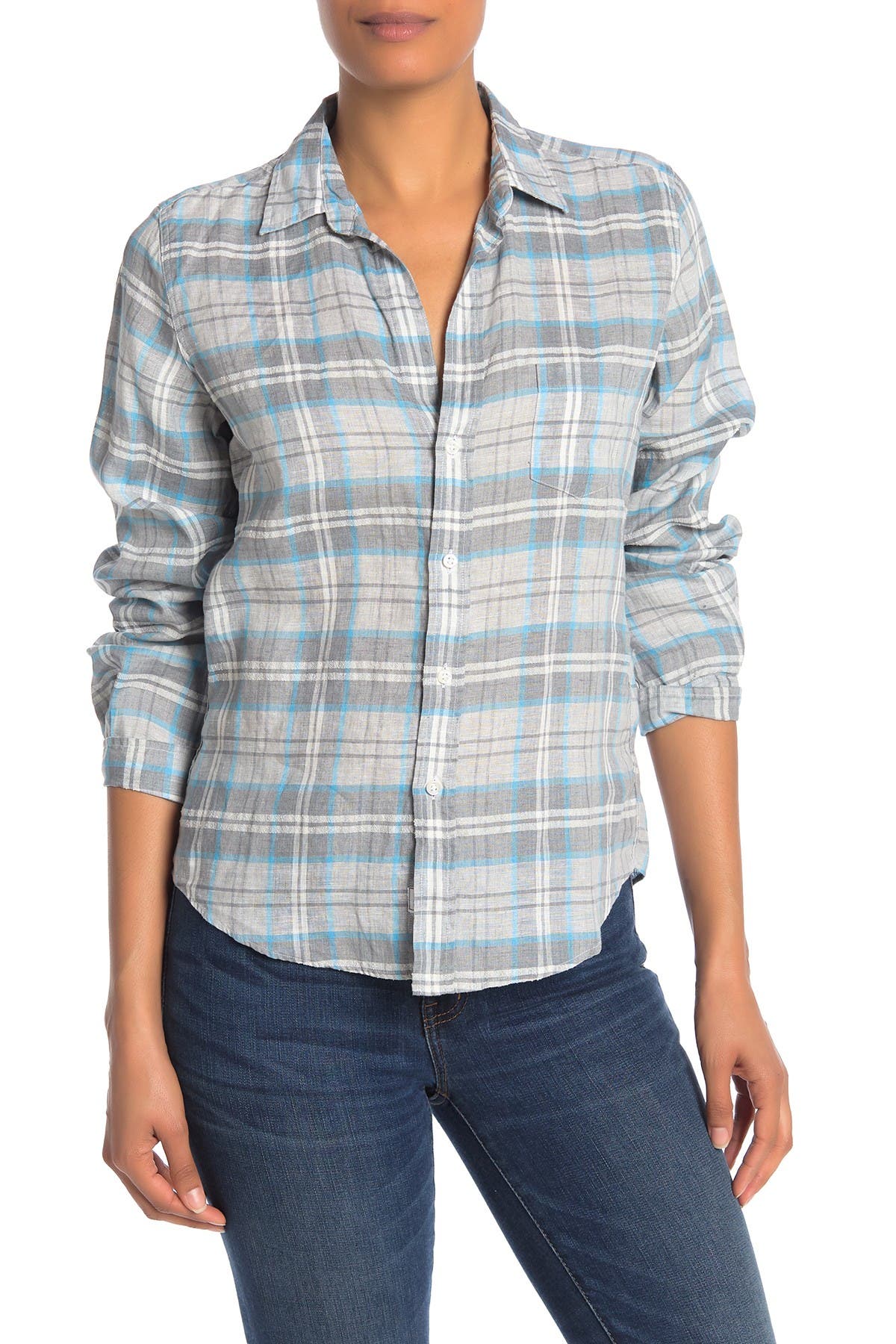 Frank Eileen Barry Linen Blend Plaid Shirt Nordstrom Rack