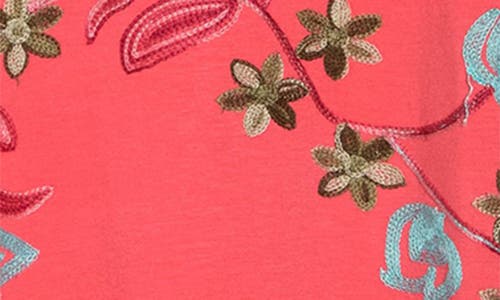 Forgotten Grace Embroidered T-shirt In Coral/white