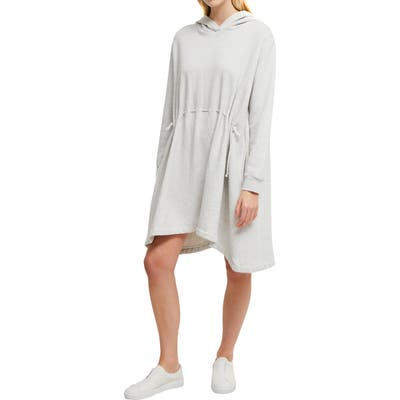 French Connection Santino Hoodie Fleece Tunic Dress, Grey
