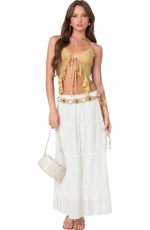 Edikted Yola Embroidered Tie Front Camisole In Nude
