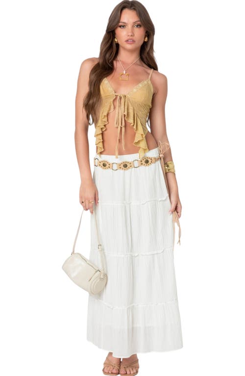 Shop Edikted Yola Embroidered Tie Front Camisole In Nude