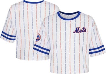 Outerstuff Girls Youth White New York Mets Ball Striped T-shirt