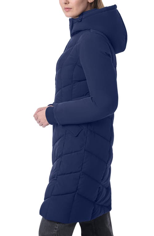 Shop Bernardo Hooded Walker Coat In Navy