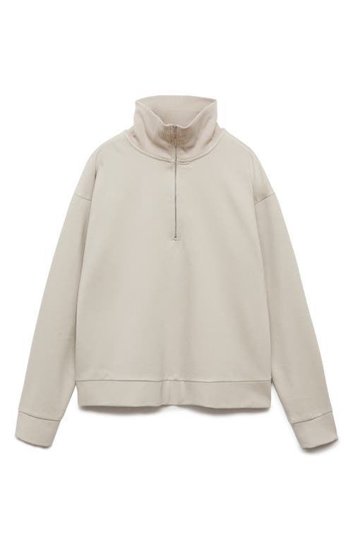 Shop Mango Quarter Zip Sweatshirt In Light/pastel Grey