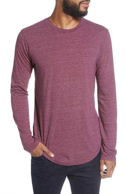 Goodlife Triblend Scallop Long Sleeve Crewneck T-shirt In Tawny Port