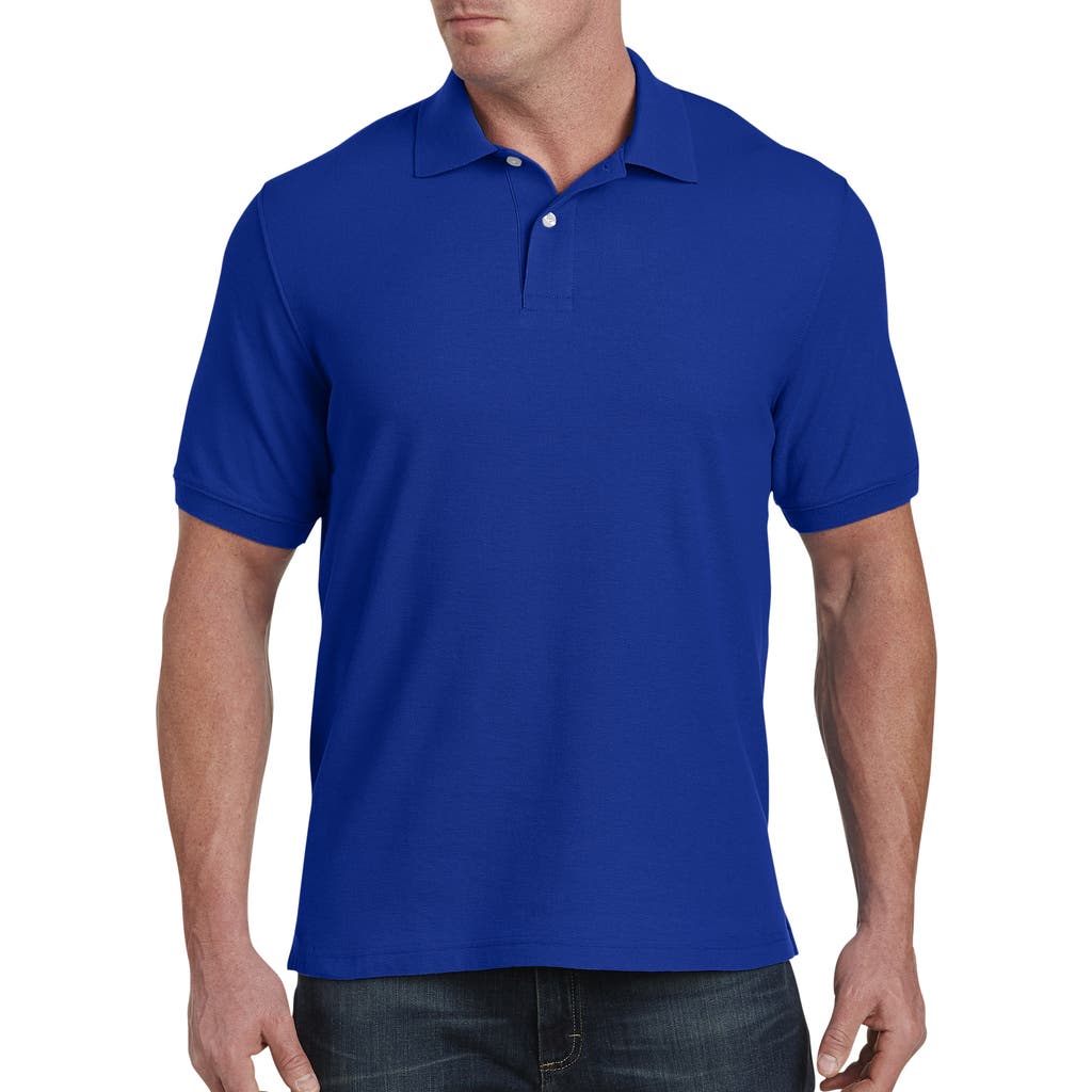 Harbor Bay By Dxl Big & Tall Piqué Polo Shirt In Nautical Blue