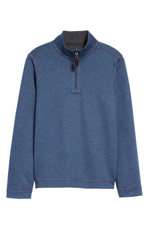 Shop Johnston & Murphy Kids' Solid Reversible Quarter Zip Pullover In Charcoal/blue