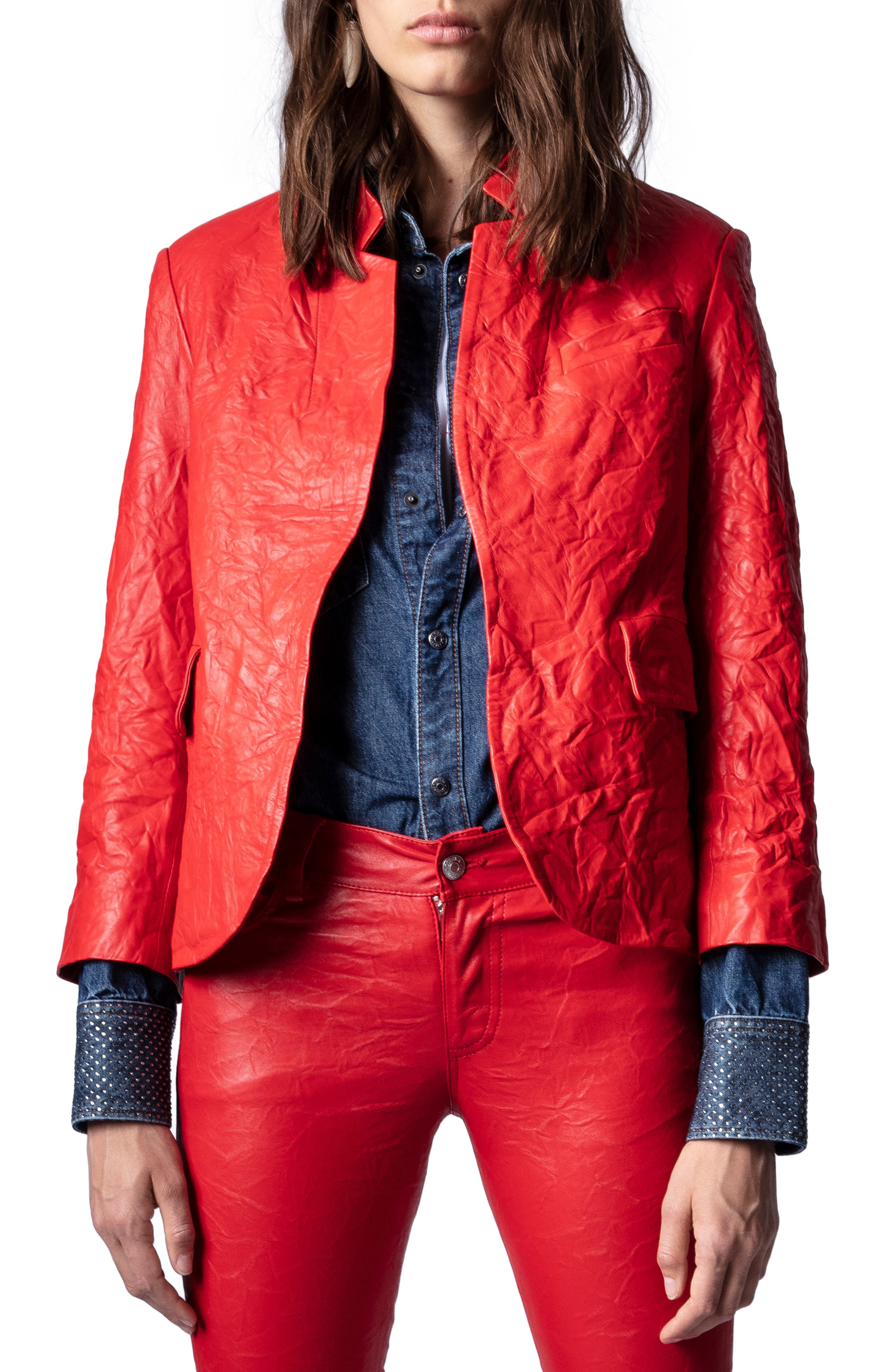 red leather jacket for women