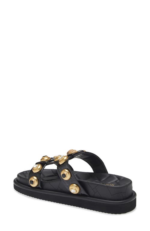 Shop Kurt Geiger London Orson Crystal Slide Sandal In Charcoal