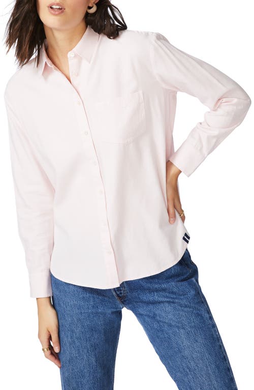 Logo Embroidered Button-Up Shirt in Chambray Pink