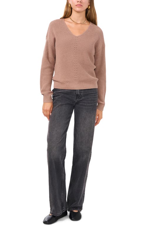 Shop 1.state Diagonal Rib V-neck Sweater In Taupe