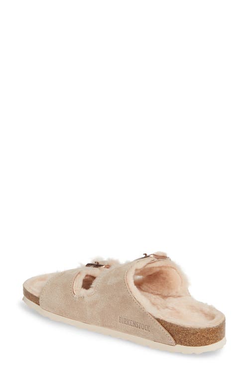 Birkenstock Arizona Genuine Shearling Lined Slide Sandal In Taupe
