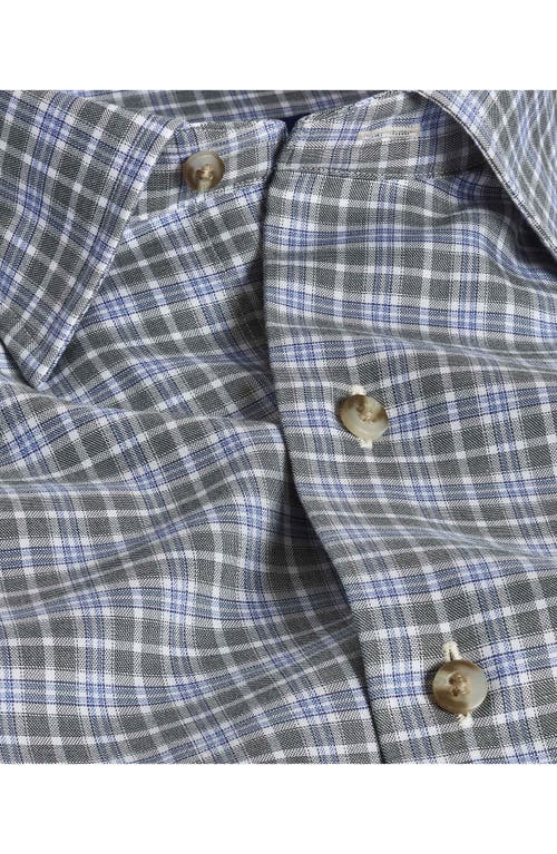 David Donahue Men's Check Button-down Twill Casual Shirt In Green/sky