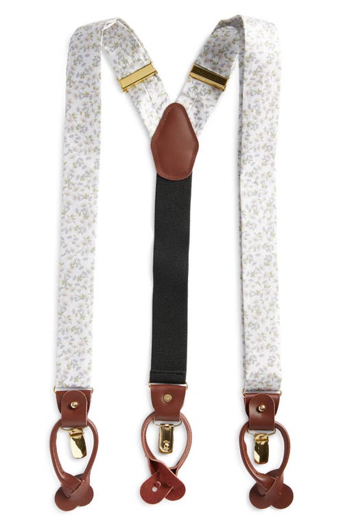 Floral Silk Suspenders in White