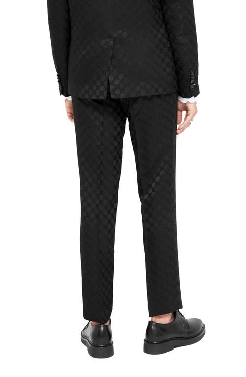 Shop Twisted Tailor Papatya Slim Fit Flat Front Black Jacquard Trousers