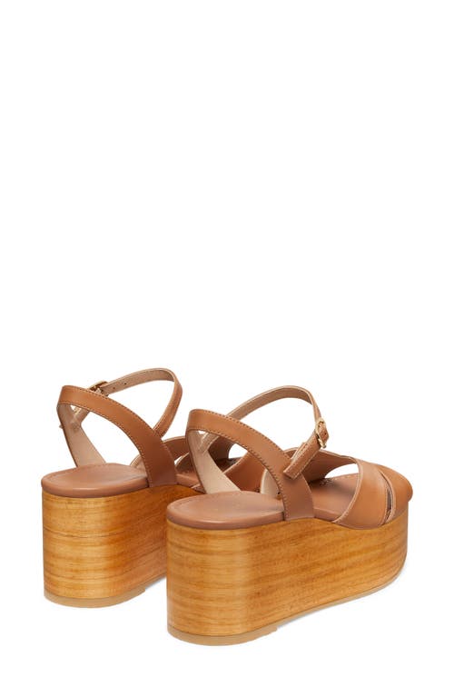 Stuart Weitzman Carmen Midi Wedge Sandal In Tan/sand