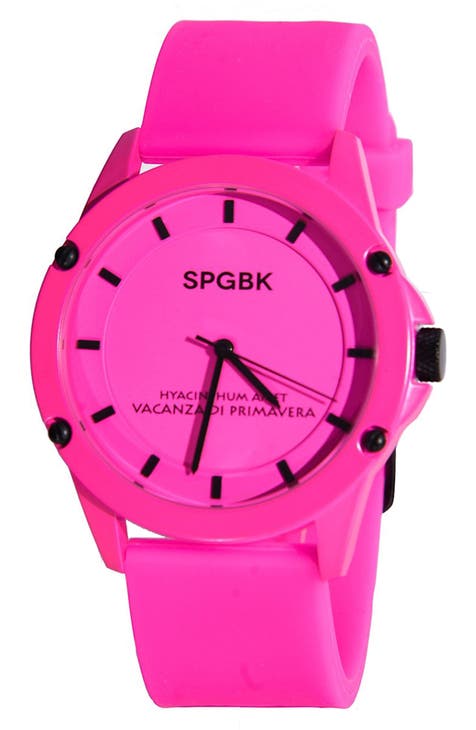 Forever Pink Silicone Strap Watch, 44mm