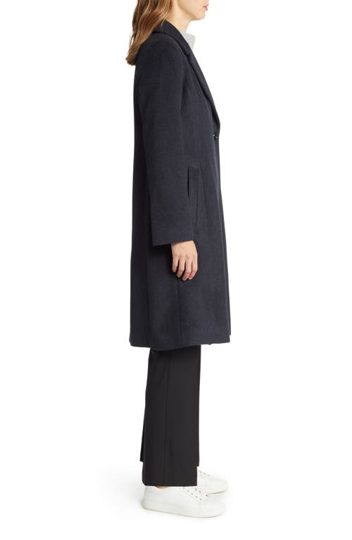 Cole Haan Asymmetric Slick Wool Blend Coat In Charcoal