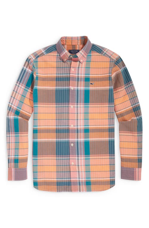 Madra Plaid Cotton Button-Down Shirt in Cayman Plaid