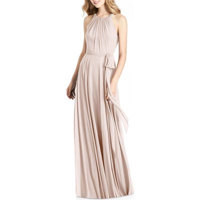 Jenny Packham Beaded Strap Chiffon Gown, Pink