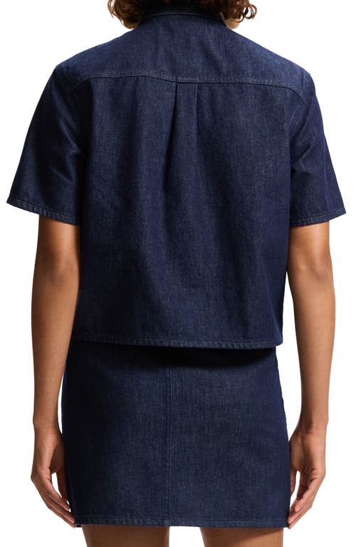 Shop Theory Boxy Denim Button-up Shirt In Indigo