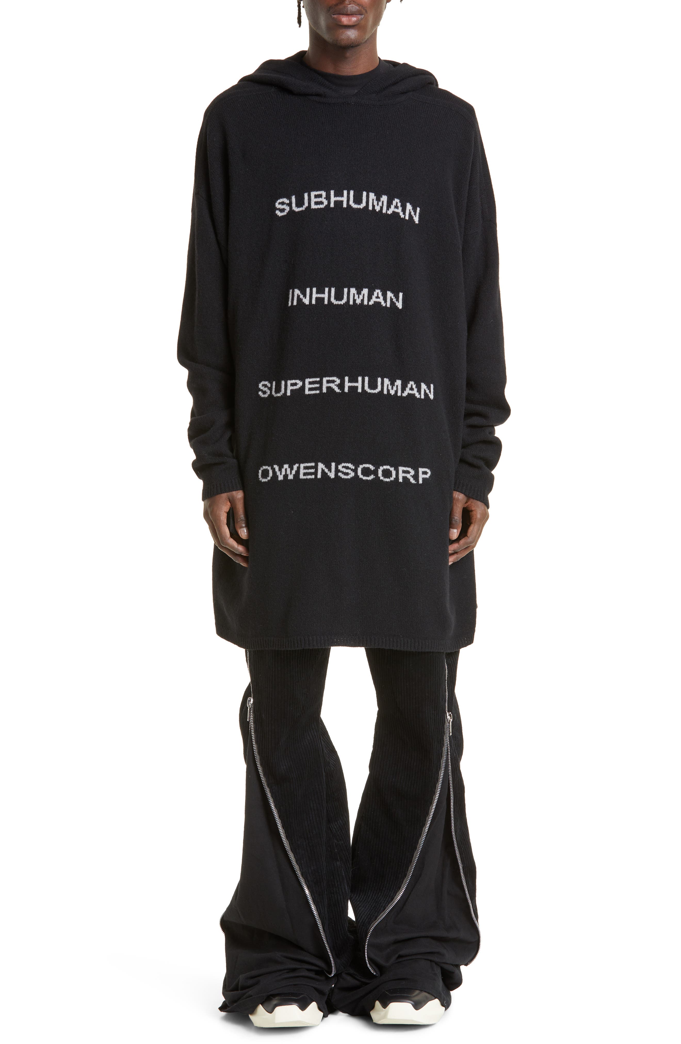 Rick Owens Tommy Oversize Cashmere & Wool Intarsia Hoodie | Nordstrom