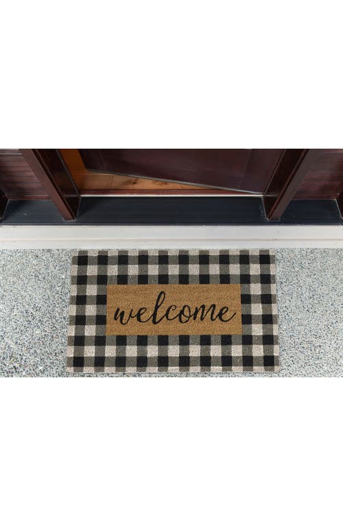 Design Imports Checkers Welcome Doormat In Black/white/natural