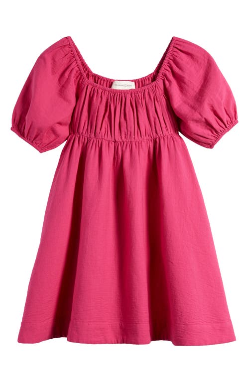 Treasure & Bond Kids' Square Neck Organic Cotton Babydoll Dress in Pink Berry