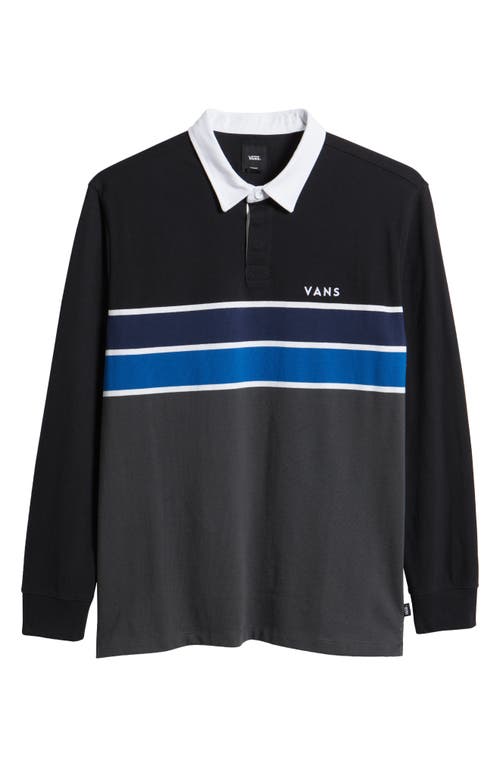 Shop Vans Harrison Long Sleeve Rugby Shirt In Black/asphalt