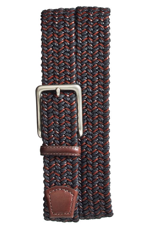 Torino Woven & Leather Belt Black/Brown at Nordstrom,