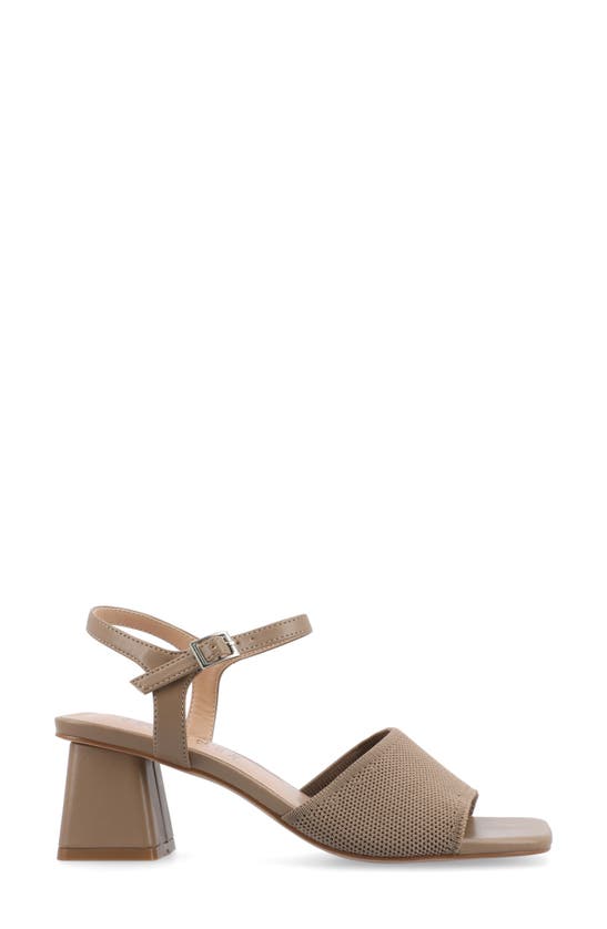 Journee Collection Knit Block Heel Sandal In Taupe