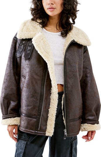Urban Outfitters Billy Faux Fur Oversized Hooded Jacket Size S