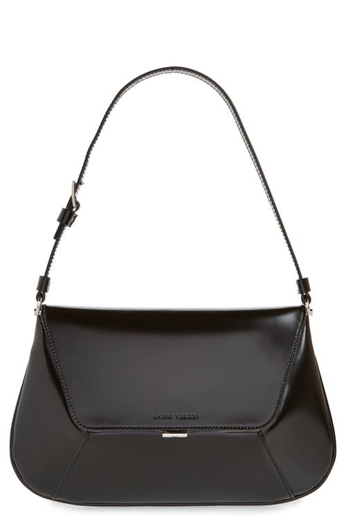 Ami Leather Shoulder Bag in Spazzolato Black/silver