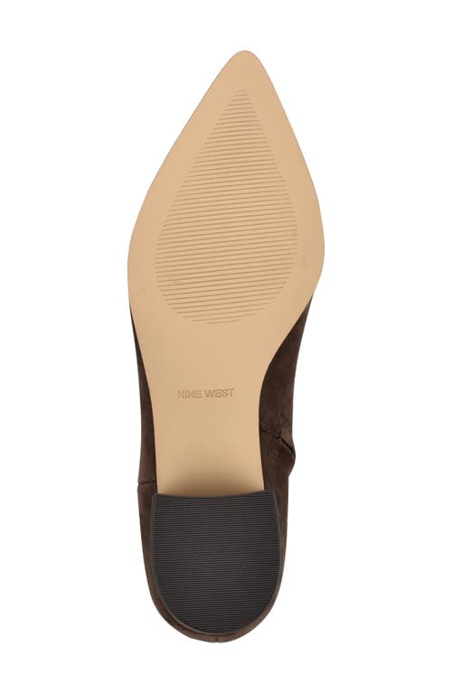 Nine West Maribu Pointed Toe Bootie In Dark Brown Suede