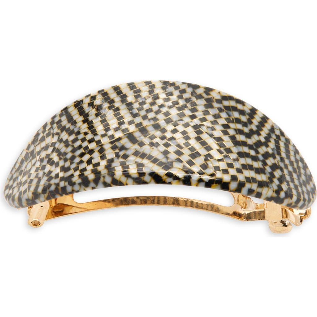france luxe Oval Ponytail Barrette in Opera Silver