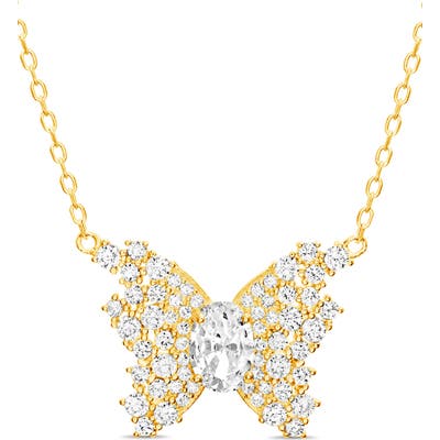 Lesa Michele Pave Butterfly Pendant Necklace