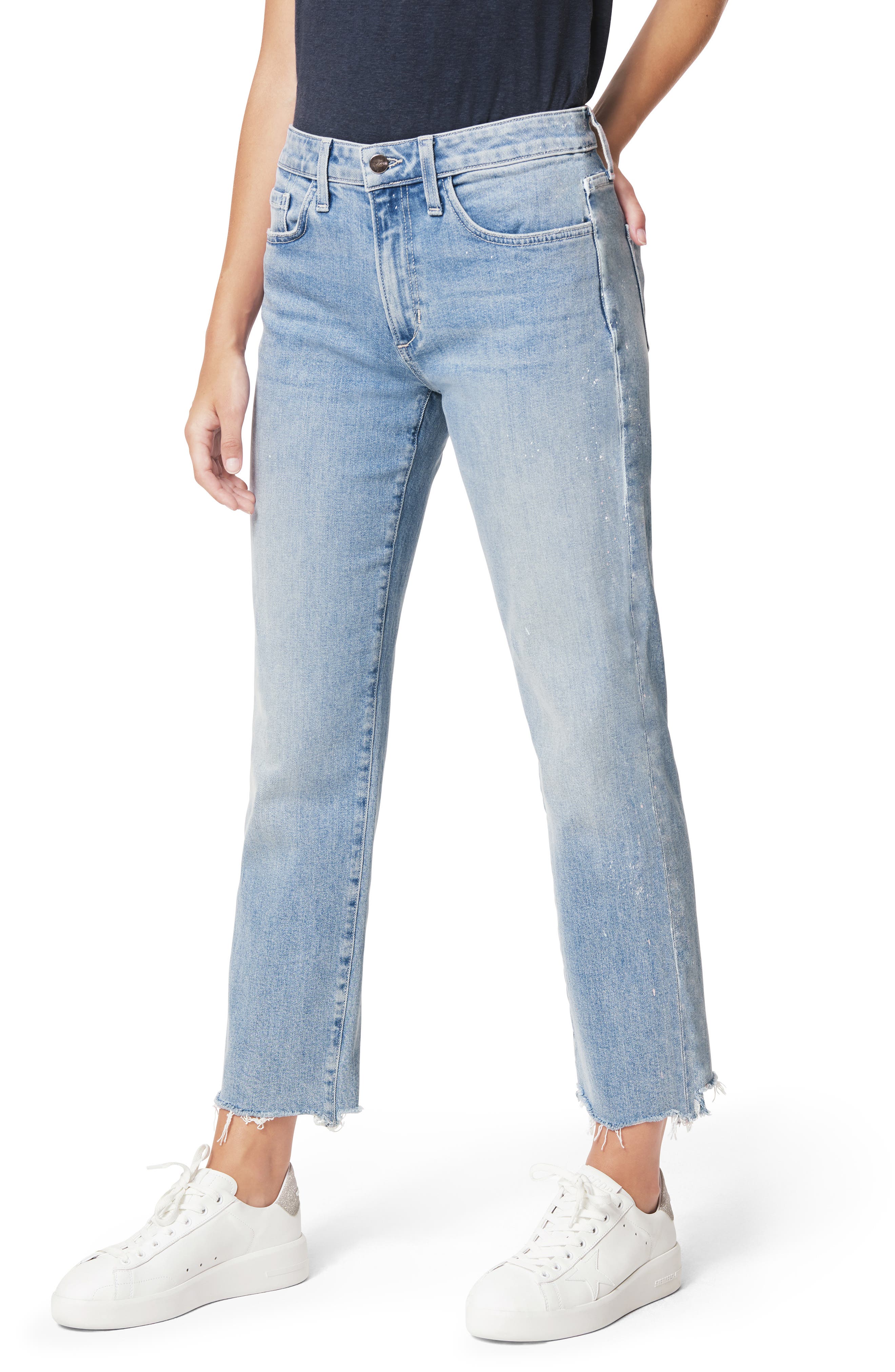 straight leg raw hem jeans