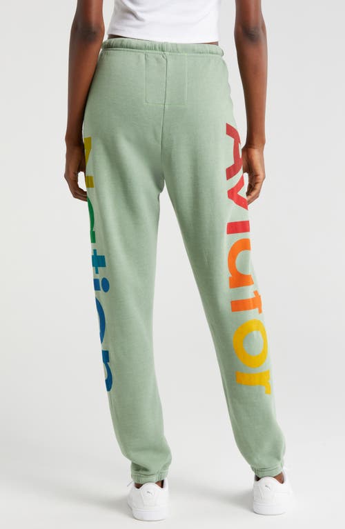 Shop Aviator Nation Rainbow Logo Sweatpants In Sage