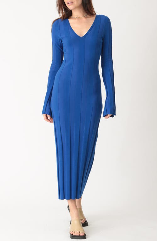 Nicola Long Sleeve Rib Midi Dress in Sapphire