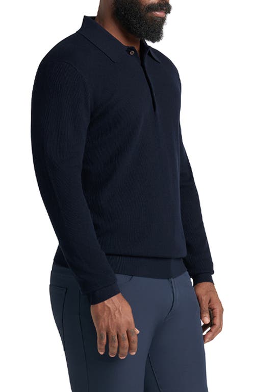 Shop Goodlife Mini Waffle Long Sleeve Polo In Midnight