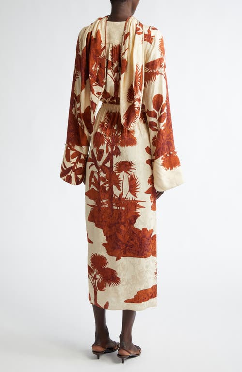 Shop Johanna Ortiz Unmooring Long Sleeve Wrap Dress In Tropical/ecru/brown