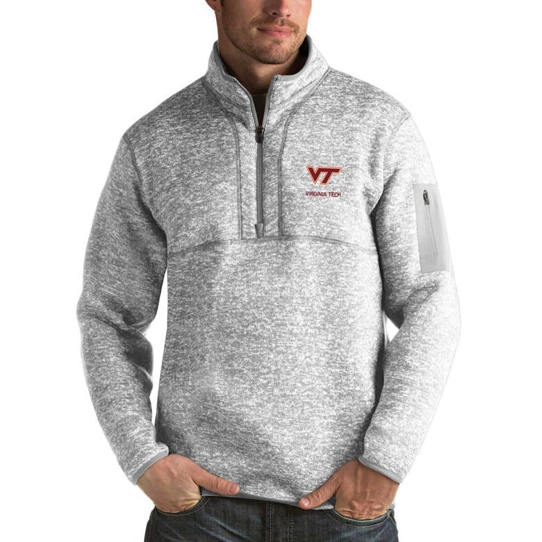 Shop Antigua Gray Virginia Tech Hokies Fortune Half-zip Sweatshirt