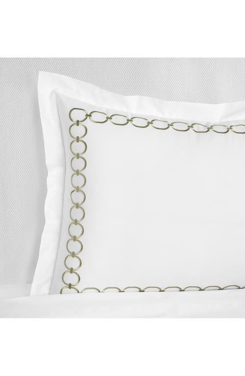 SFERRA Catena Cotton Percale Boudoir Pillow Sham in White/Willow at Nordstrom