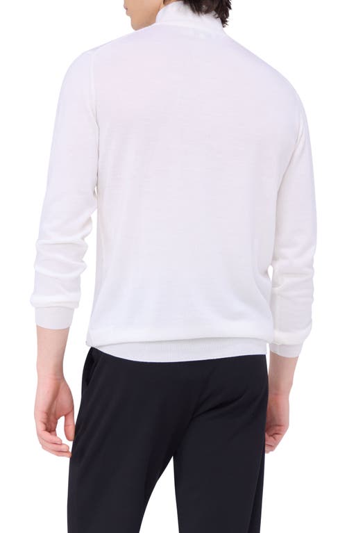 Bugatchi Merino Wool Quarter Zip Pullover In Chalk